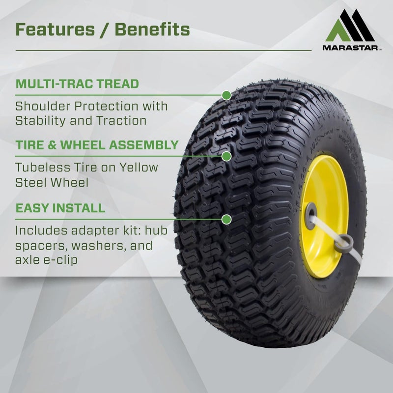 MARASTAR 21425 15x6.00-6 Tire and Wheel Assembly, Replacement Riding Lawn Mower Front Tires Compatible with 100 and 300 Series John Deere Riding Mowers, 2 pack - Image 5